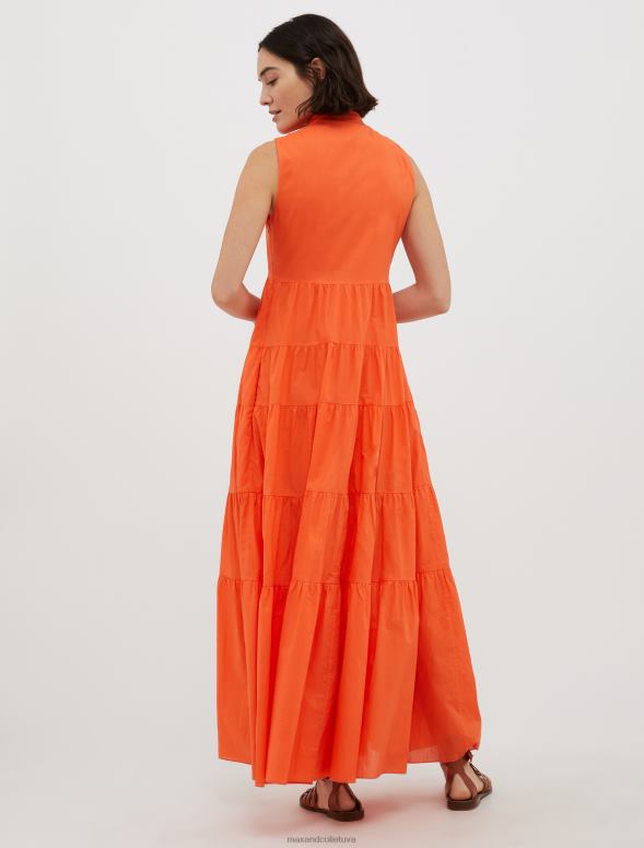 apģērbu 8VJP80 apelsīns volānveida kokvilnas-voile maxi kleita sievietes MAX&Co.