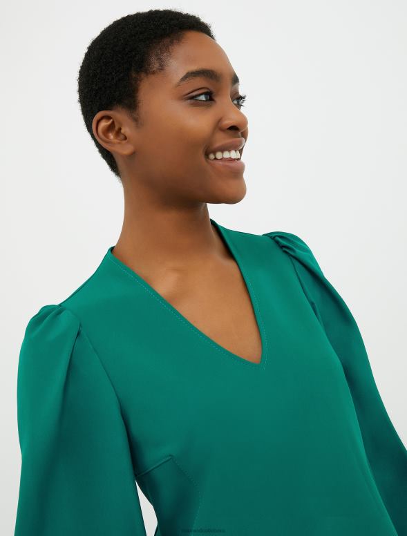 apģērbu 8VJP86 tumši zaļa tunikas kleita ar uzpūstām piedurknēm sievietes MAX&Co.