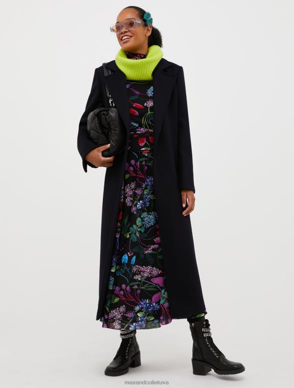 apģērbu 8VJP88 melns ziedu tilla kleita sievietes MAX&Co.