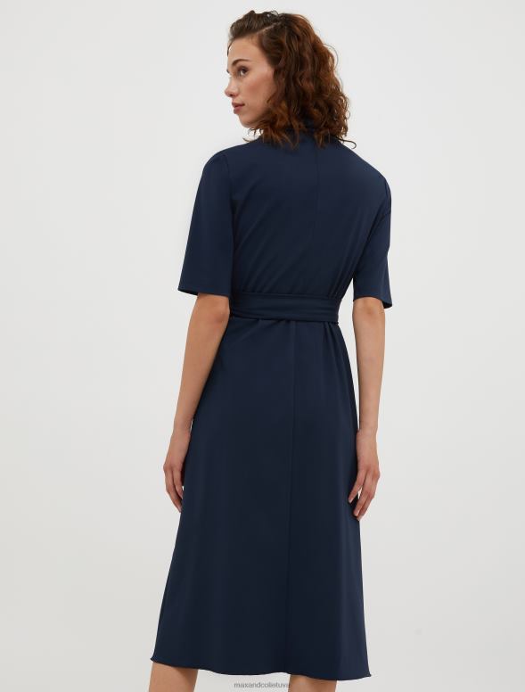 apģērbu 8VJP90 jūras zils tehniskā-džersija ietīšanas kleita sievietes MAX&Co.