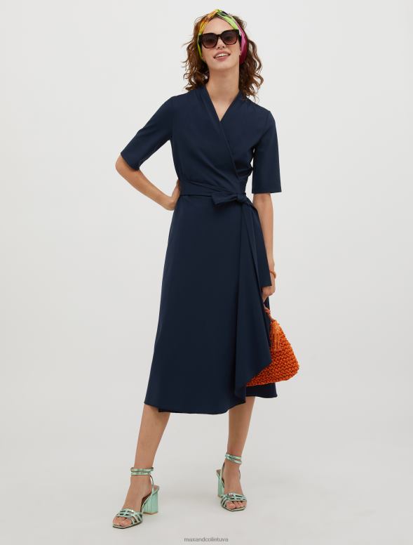 apģērbu 8VJP90 jūras zils tehniskā-džersija ietīšanas kleita sievietes MAX&Co.