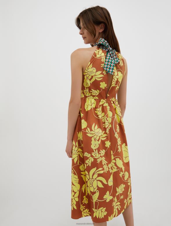 apģērbu 8VJP96 lazdu riekstu raksts kokvilnas-poplīna midi kleita ar apkakli sievietes MAX&Co.