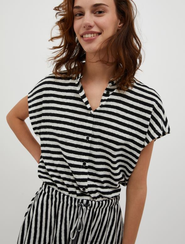 apģērbu 8VJP98 melns raksts kokvilnas un lina maisījuma maxi kleita sievietes MAX&Co.