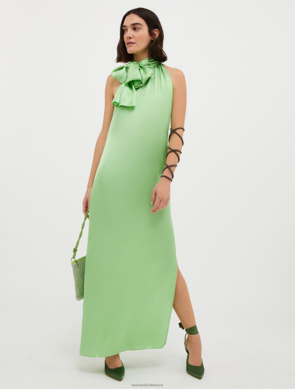 apģērbu 8VJP9 zaļš satīna kleita bez pleciem sievietes MAX&Co.
