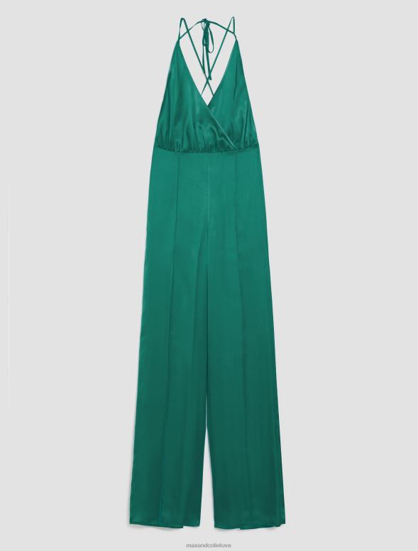 apģērbu 8VJP144 smaragda zaļš satīna palazzo kombinezons sievietes MAX&Co.