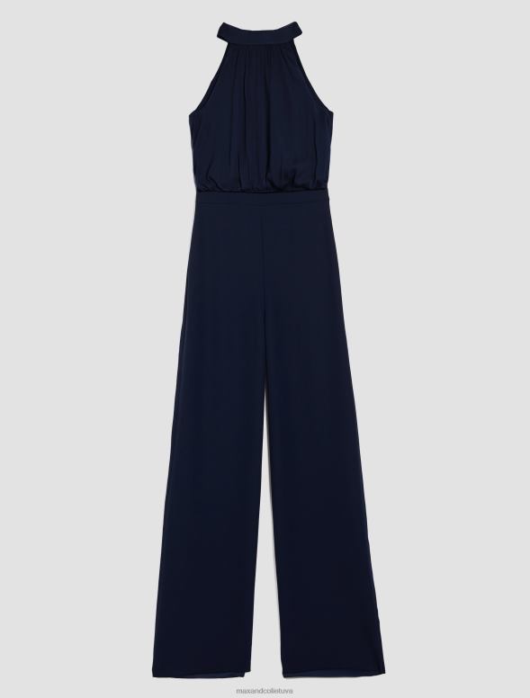 apģērbu 8VJP146 jūras zils satīna un žoržeta kombinezons sievietes MAX&Co.
