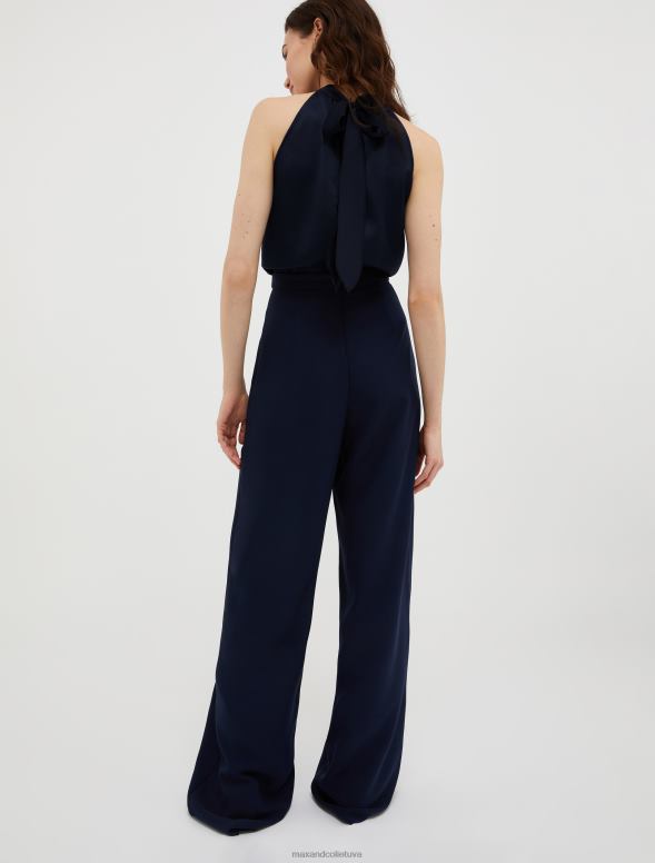 apģērbu 8VJP146 jūras zils satīna un žoržeta kombinezons sievietes MAX&Co.