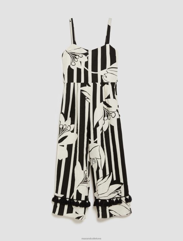 apģērbu 8VJP163 melns raksts apgriezta lina kombinezons sievietes MAX&Co.