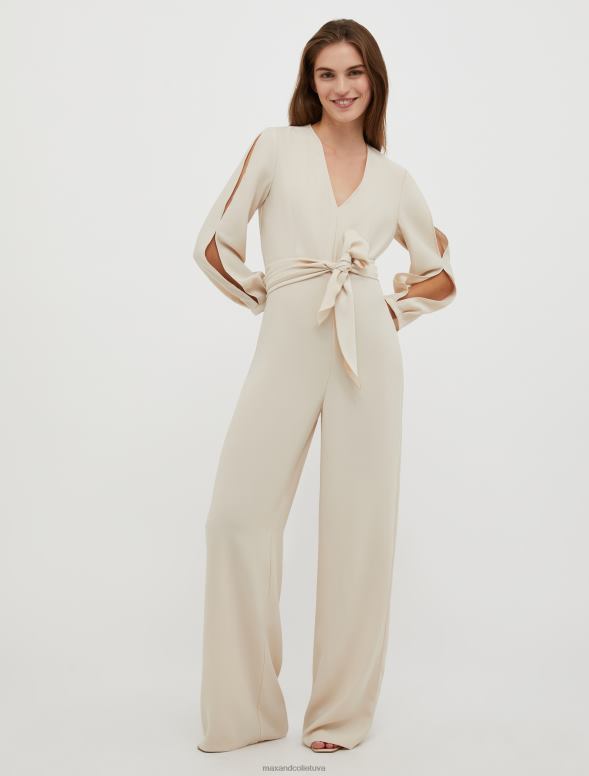 apģērbu 8VJP165 bēšs palazzo envers-satīna kombinezons sievietes MAX&Co.