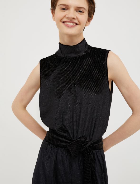 apģērbu 8VJP167 melns mirdzošs samta džersija kombinezons sievietes MAX&Co.