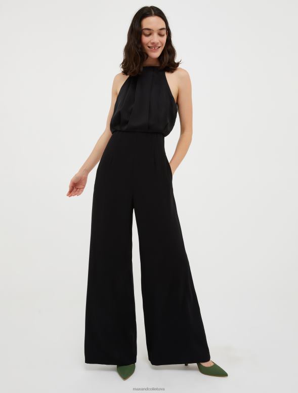 apģērbu 8VJP168 melns envers satīna krepa kombinezons sievietes MAX&Co.