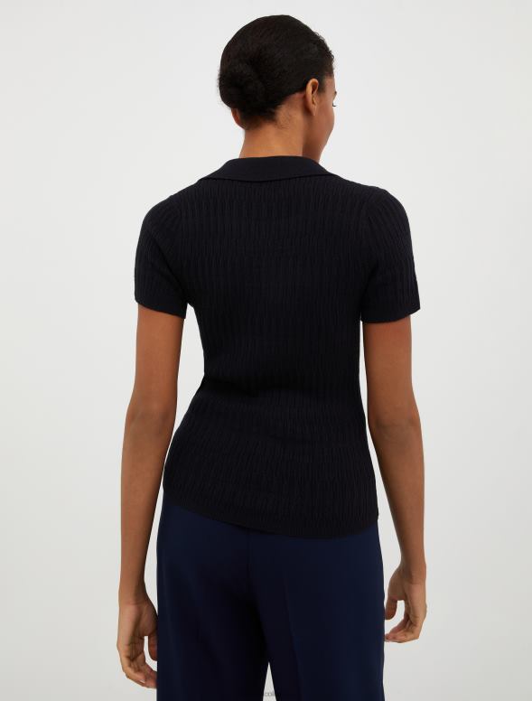 apģērbu 8VJP307 melns kokvilnas un modāla maisījuma polo krekls sievietes MAX&Co.