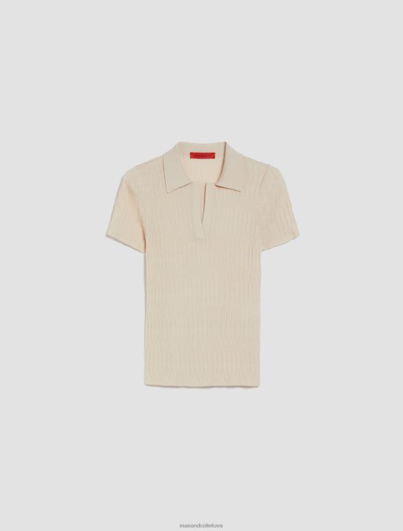 apģērbu 8VJP308 bēšs kokvilnas un modāla maisījuma polo krekls sievietes MAX&Co.