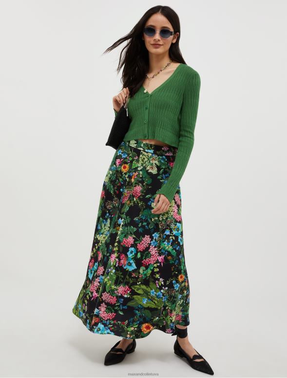 apģērbu 8VJP317 zaļš raksts kokvilnas un modāla jaka sievietes MAX&Co.