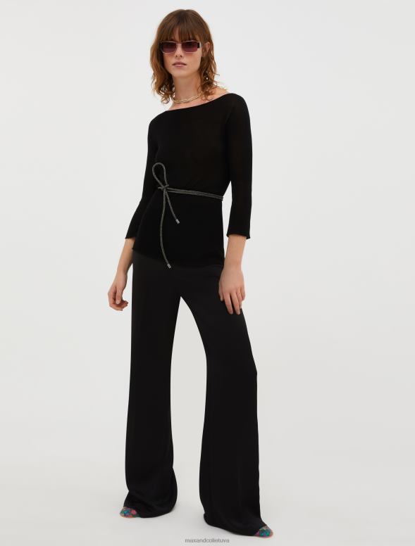 apģērbu 8VJP318 melns adīts džemperis ar laivu apkakli sievietes MAX&Co.