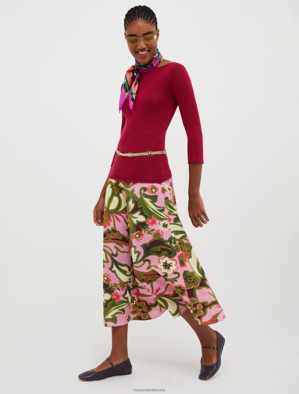 apģērbu 8VJP319 sarkans adīts džemperis ar laivu apkakli sievietes MAX&Co.