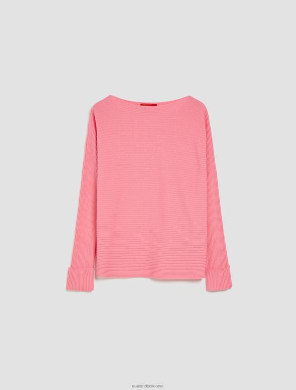 apģērbu 8VJP324 rozā rievotu kokvilnas maisījuma džemperis sievietes MAX&Co.