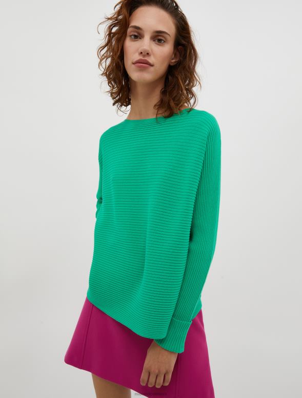 apģērbu 8VJP325 zaļš rievotu kokvilnas maisījuma džemperis sievietes MAX&Co.