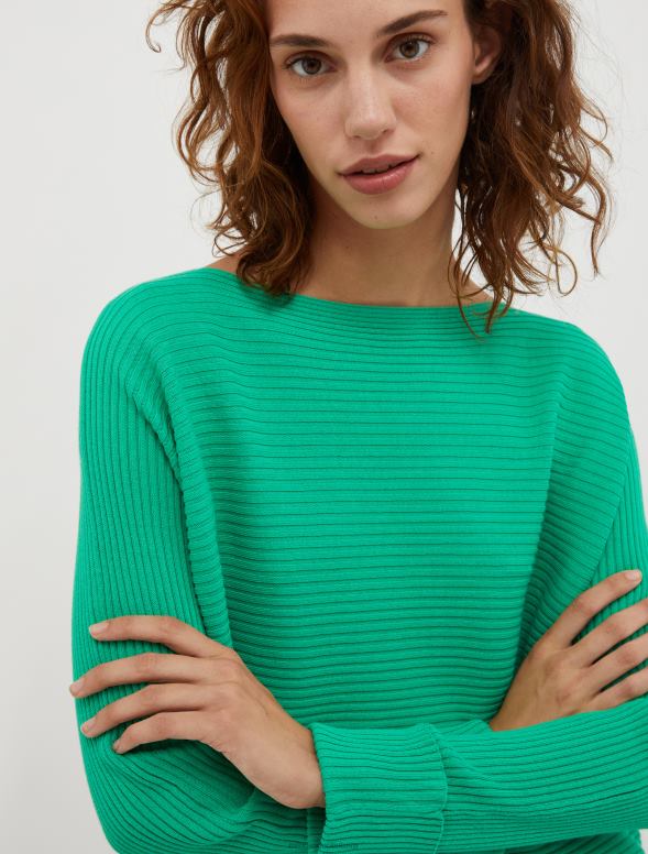 apģērbu 8VJP325 zaļš rievotu kokvilnas maisījuma džemperis sievietes MAX&Co.