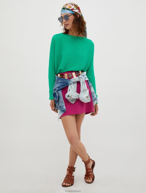 apģērbu 8VJP325 zaļš rievotu kokvilnas maisījuma džemperis sievietes MAX&Co.