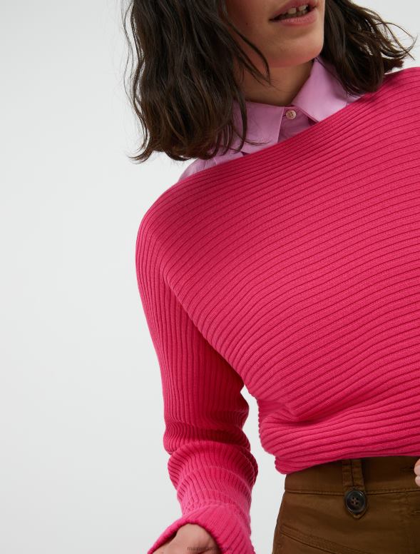 apģērbu 8VJP326 violets rievotu kokvilnas maisījuma džemperis sievietes MAX&Co.