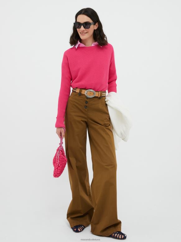 apģērbu 8VJP326 violets rievotu kokvilnas maisījuma džemperis sievietes MAX&Co.