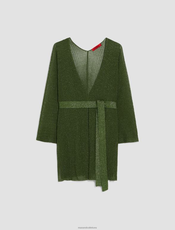 apģērbu 8VJP329 zaļš rievota lureksa trikotāžas jaka sievietes MAX&Co.