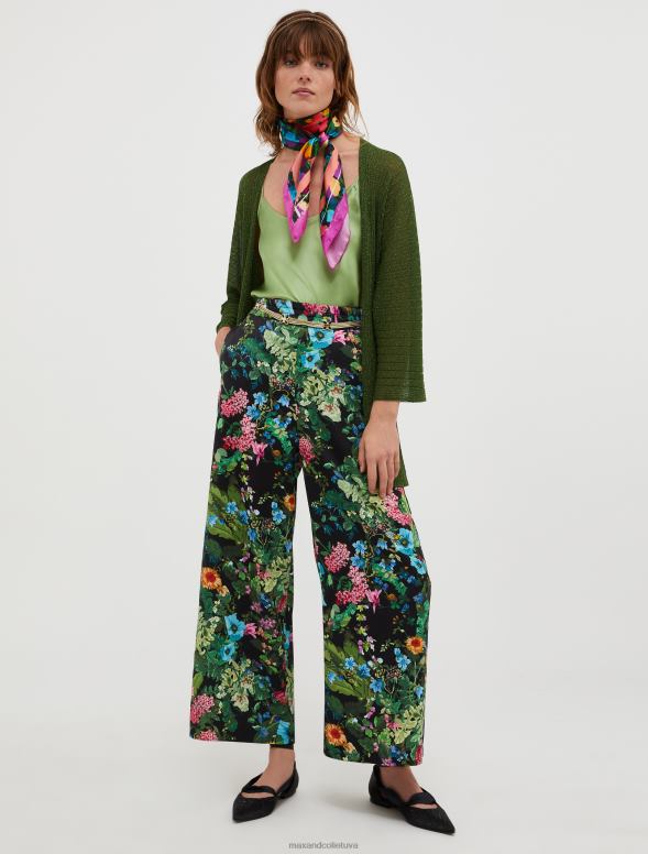 apģērbu 8VJP329 zaļš rievota lureksa trikotāžas jaka sievietes MAX&Co.