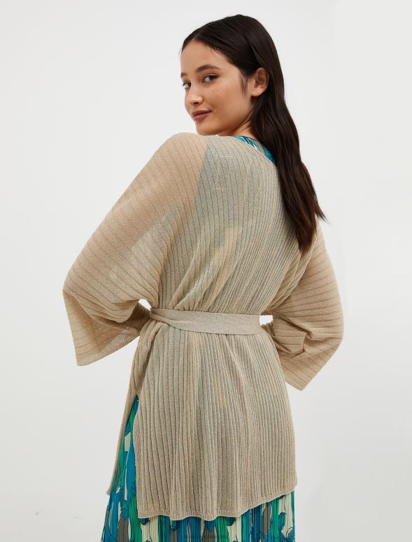 apģērbu 8VJP330 bēšs rievota lureksa trikotāžas jaka sievietes MAX&Co.