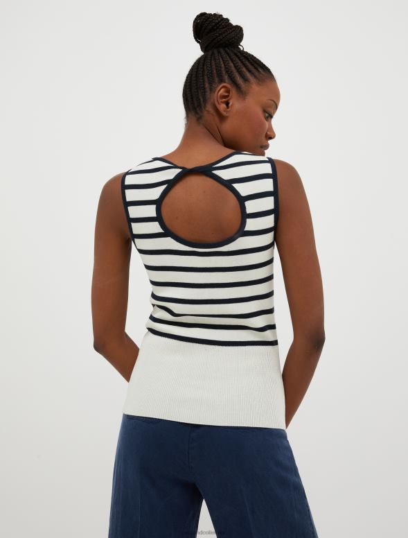 apģērbu 8VJP333 balts raksts trikotāžas atslēgas cauruma augšdaļa sievietes MAX&Co.