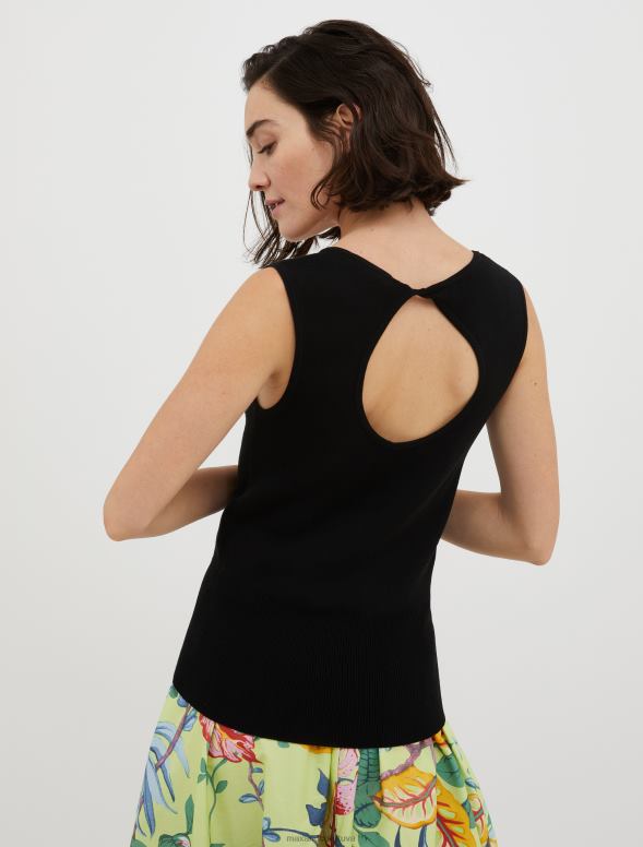 apģērbu 8VJP335 melns trikotāžas atslēgas cauruma augšdaļa sievietes MAX&Co.