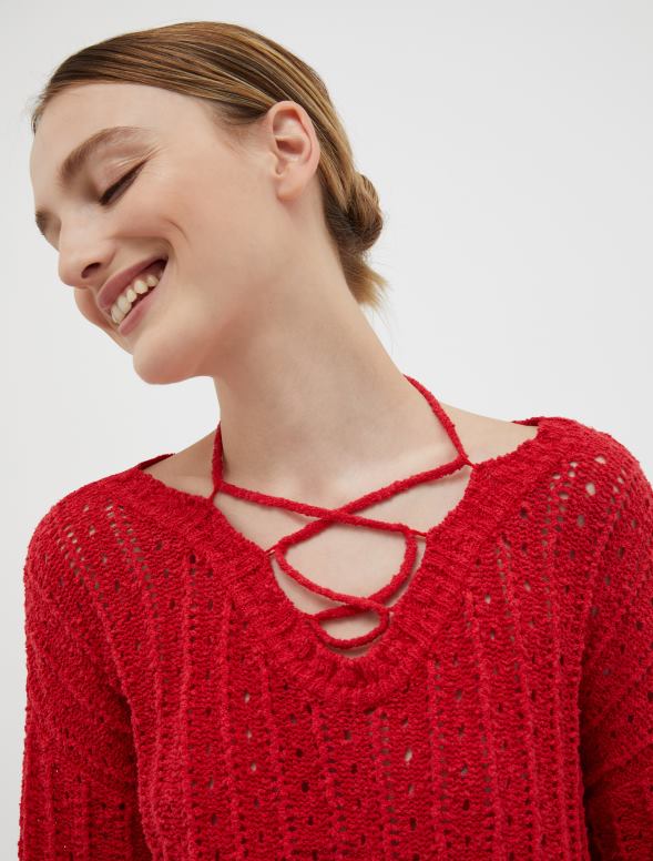 apģērbu 8VJP336 sarkans mežģīņu džemperis sievietes MAX&Co.