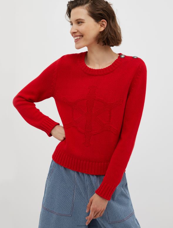 apģērbu 8VJP337 sarkans svītrains intarsijas džemperis sievietes MAX&Co.