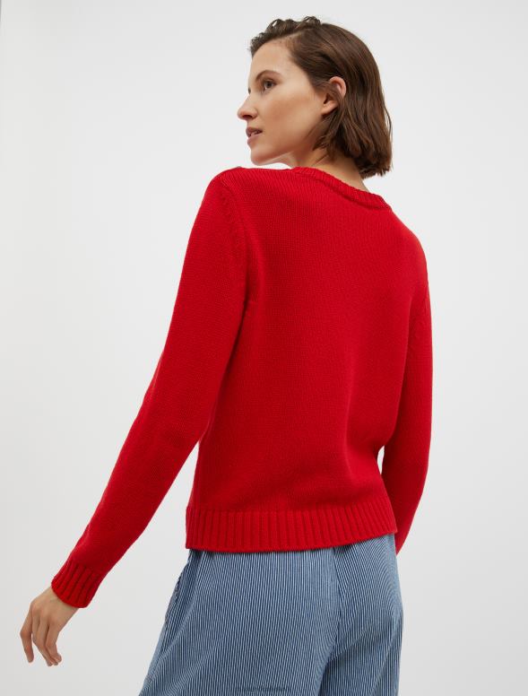 apģērbu 8VJP337 sarkans svītrains intarsijas džemperis sievietes MAX&Co.