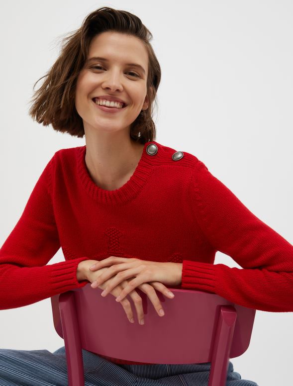 apģērbu 8VJP337 sarkans svītrains intarsijas džemperis sievietes MAX&Co.