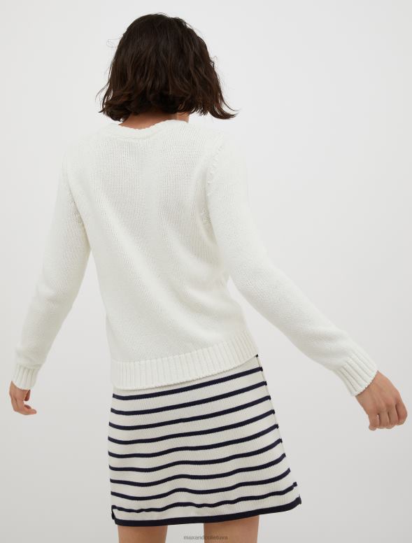 apģērbu 8VJP338 balts svītrains intarsijas džemperis sievietes MAX&Co.