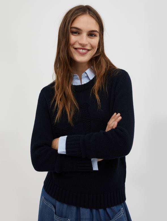 apģērbu 8VJP339 tirkīza svītrains intarsijas džemperis sievietes MAX&Co.