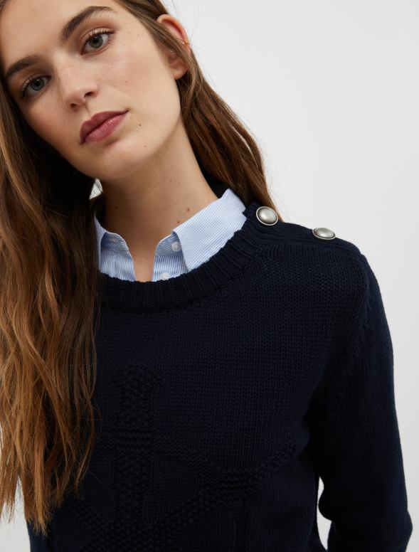 apģērbu 8VJP339 tirkīza svītrains intarsijas džemperis sievietes MAX&Co.