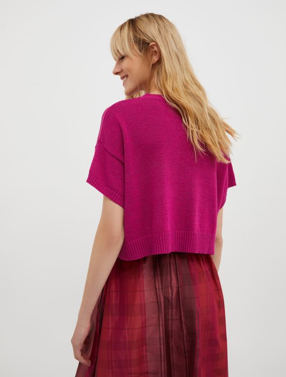 apģērbu 8VJP340 sarkans kokvilnas maisījuma džemperis ar fāzēm sievietes MAX&Co.