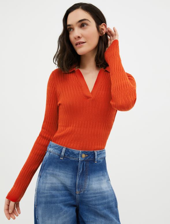 apģērbu 8VJP341 mandarīns kokvilnas un modāla polo krekls sievietes MAX&Co.