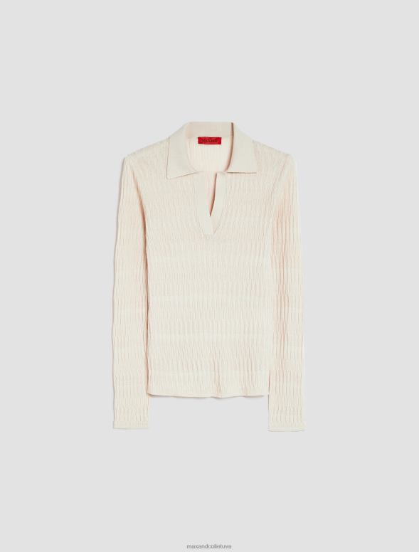 apģērbu 8VJP342 bēšs kokvilnas un modāla polo krekls sievietes MAX&Co.