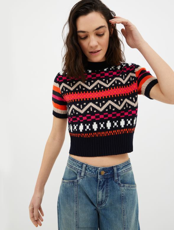 apģērbu 8VJP343 rudzupuķu zils žakarda trikotāžas džemperis sievietes MAX&Co.