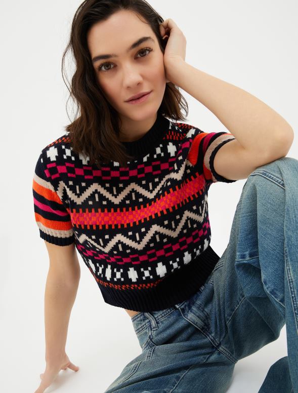 apģērbu 8VJP343 rudzupuķu zils žakarda trikotāžas džemperis sievietes MAX&Co.