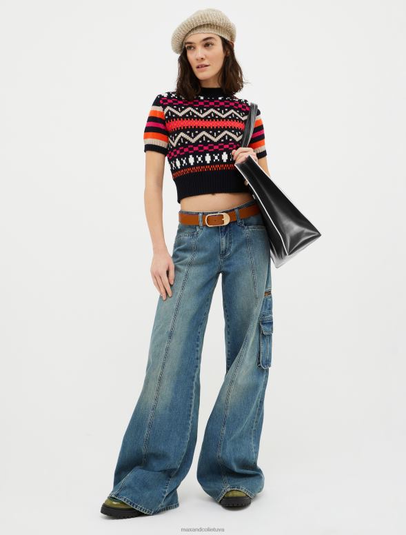 apģērbu 8VJP343 rudzupuķu zils žakarda trikotāžas džemperis sievietes MAX&Co.