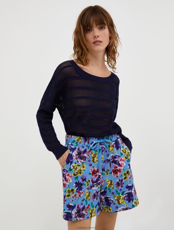 apģērbu 8VJP344 melns svītrains ažūra džemperis sievietes MAX&Co.