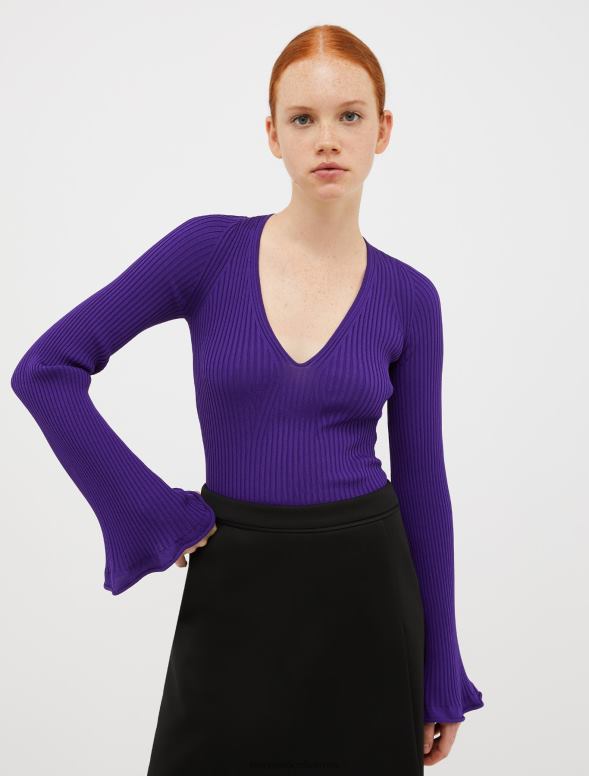 apģērbu 8VJP347 violets slaids rievotu džemperis sievietes MAX&Co.