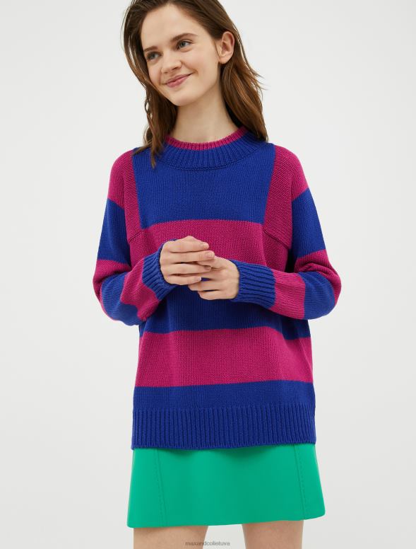 apģērbu 8VJP350 pusnakts zils kupls adīts kokvilnas džemperis sievietes MAX&Co.