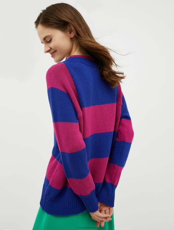 apģērbu 8VJP350 pusnakts zils kupls adīts kokvilnas džemperis sievietes MAX&Co.