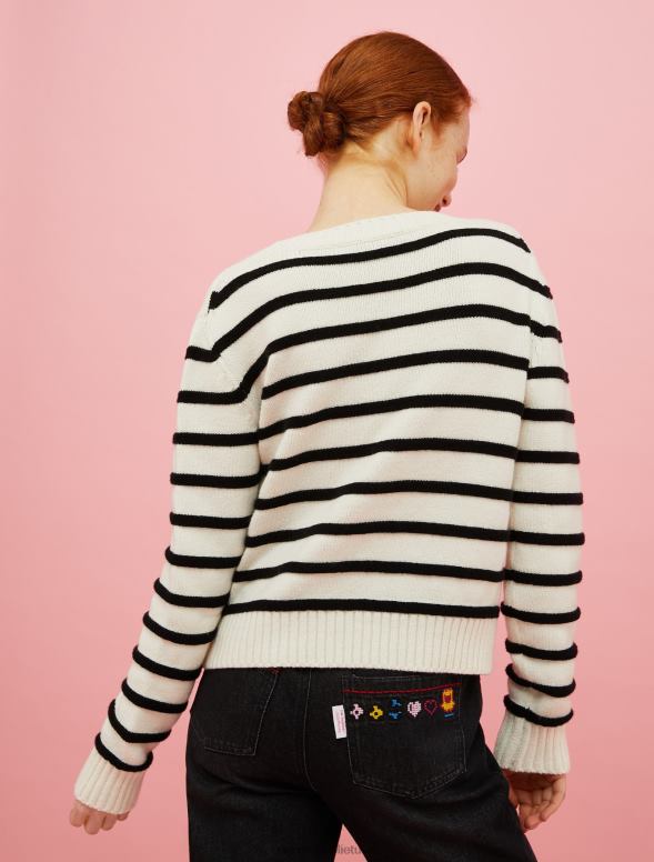 apģērbu 8VJP351 optika balta tamagoči aplikācijas pulovers sievietes MAX&Co.