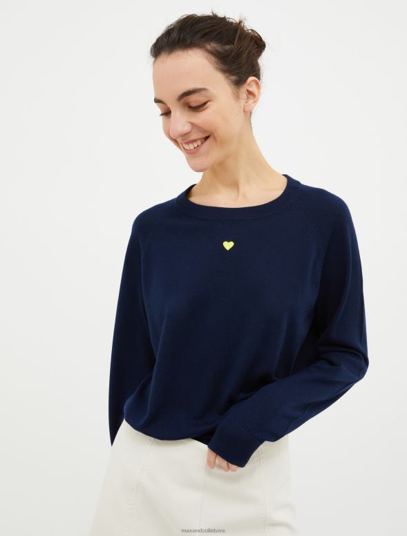 apģērbu 8VJP355 jūras zils rievotu vilnas džemperis sievietes MAX&Co.